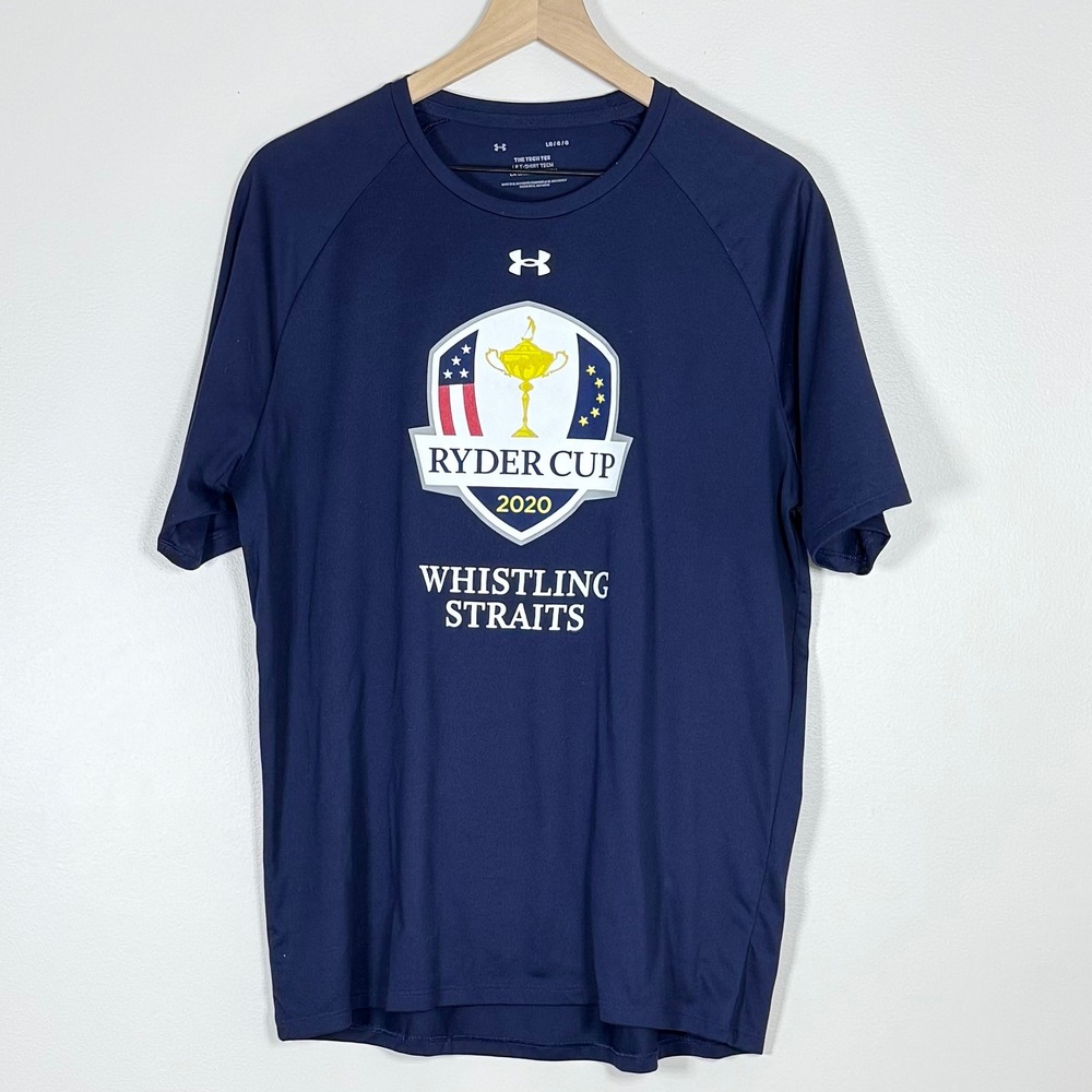 Under Armour Tech Tee Mens Size L Navy Blue 202 Ryder Cup Whistling Straits Golf